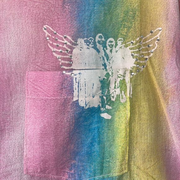 Eight X Mens Shirt Size XXL Multicolor Custom Angel Wing Graphics And Crystal - Picture 3 of 10